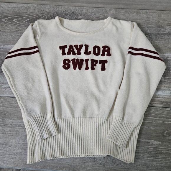 Taylor Swift Sweaters - TAYLOR SWIFT Varsity Letterman Sweater RED ALBUM Womens Size Medium Semi Crop